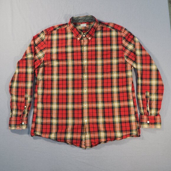 J. Crew Other - J Crew Shirt Men XXL Red Plaid Cotton Button Preppy Classic Casual Dress Western